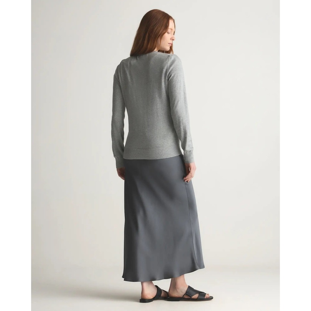Quince Lightweight Cotton Cashmere V Neck Sweater Heather Grey Size M Capsule - Picture 4 of 6